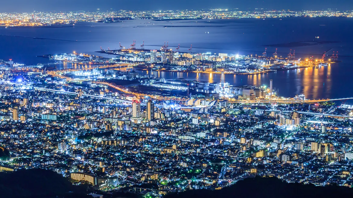 六甲・摩耶山から望む神戸の夜景